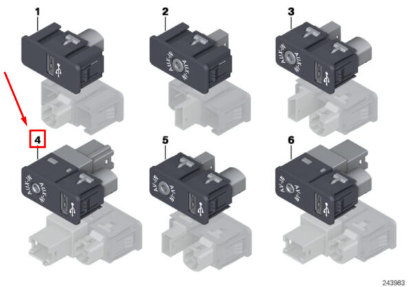 MINI COOPER R56 USB and AUX Input Female 84109229247 NEW GENUINE