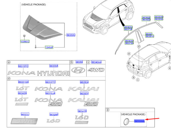 86330J9IA0 Hyundai Kona MK1 Iron Man Emblem 86330J9IA0
