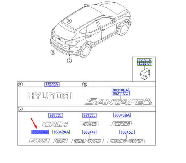 Hyundai Santa FE MK3 DM rear emblem 863402W000 NEW ORIGINAL - Image 3