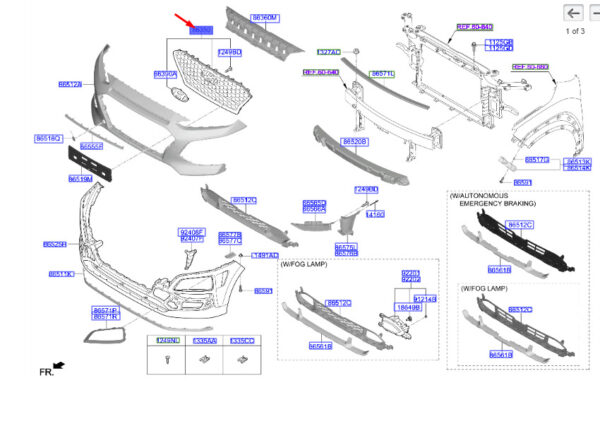 Hyundai Kona MK1 Radiator Grille 86350J9000, Original Part - Image 4