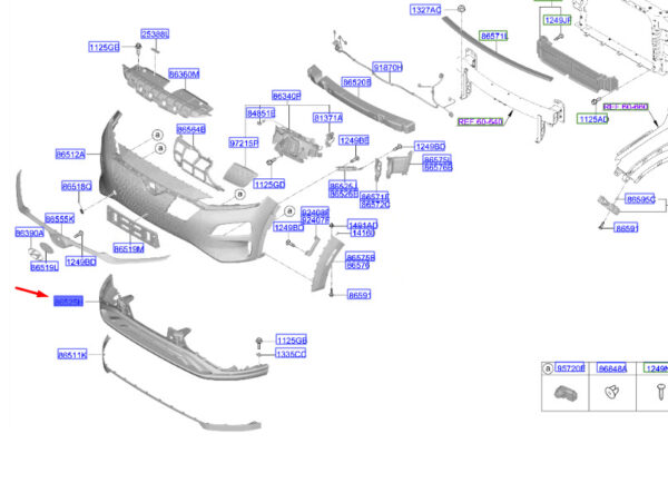86512K4000 Hyundai Kona Electric MK1 Front Bumper Lower Cover 86512K4000 NEW GENUINE