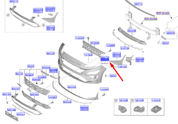 86553J9NA0 Hyundai Kona MK1 bumper mount front left 88553J9NA0