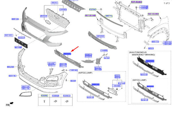 Hyundai Kona MK1 Front Bumper Radiator Grille 86560J9000, Original Part - Image 4