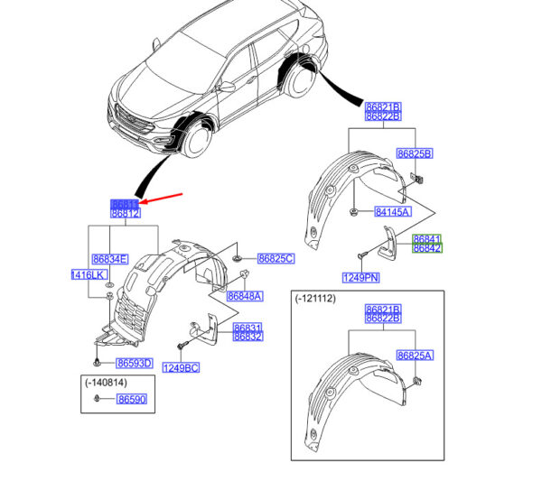 868112W000 Hyundai Santa FE IIIMK3 DM wheelbase trim front left 868112W000 NEW