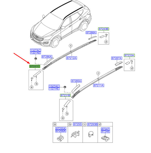 Hyundai Santa Fe MK3 DM roof strip front right 872402W100 NEW ORIGINAL - Image 3