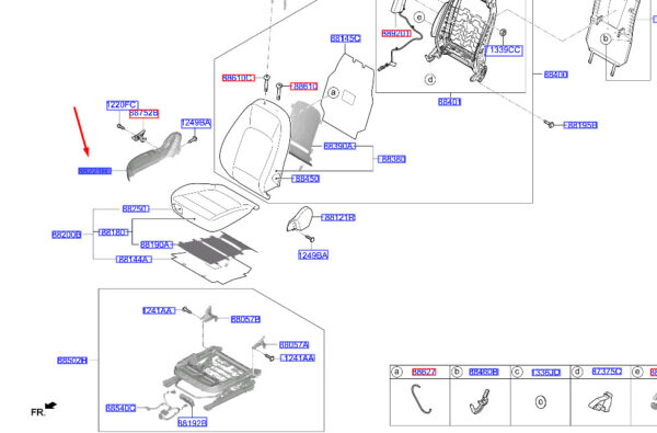 88291J9000TRY Hyundai Kona MK1 Vordersitz äußere rechte Abschirmung Assy 88291J9000TRY NEU
