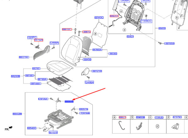 88293G2000TRY Hyundai Kona MK1 - cover for lying function front left 88293G2000TRY part