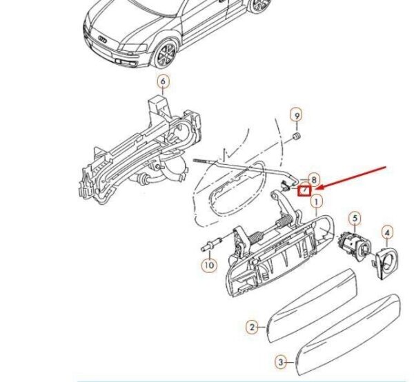 Audi A3 8P Genuine Rod Clip 8938 Operating Front Door Handle - Image 4