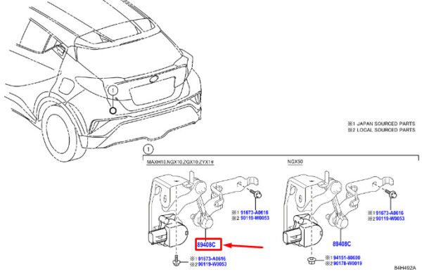 8940847020 Toyota C-Hr MK1 Rear Left Height Sensor 8940847020 NEW ORIGINAL