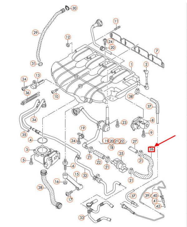 Audi A4 8K B8 Flush Valve Hose 8E0133781E NEW REAL - Image 4