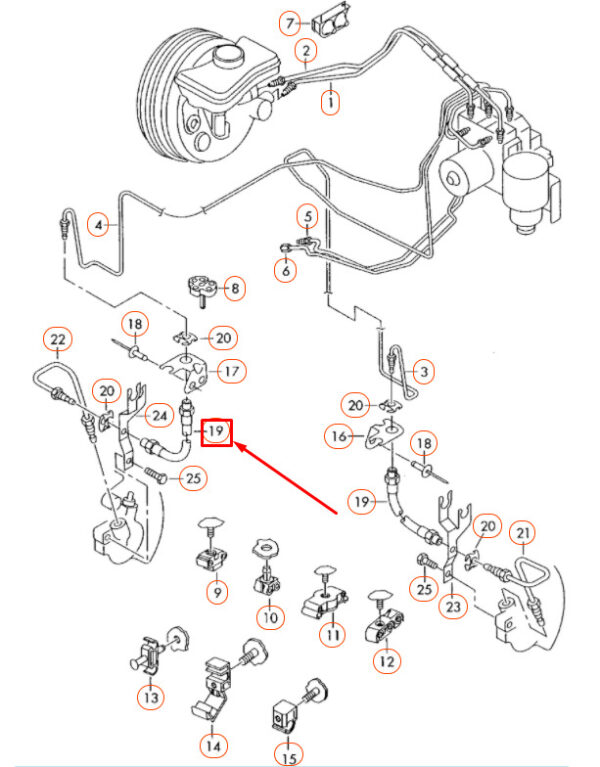 AUDI A4 B7 FRONT BRAKE HOSE 8E0611707G NEW ORIGINAL - Image 5