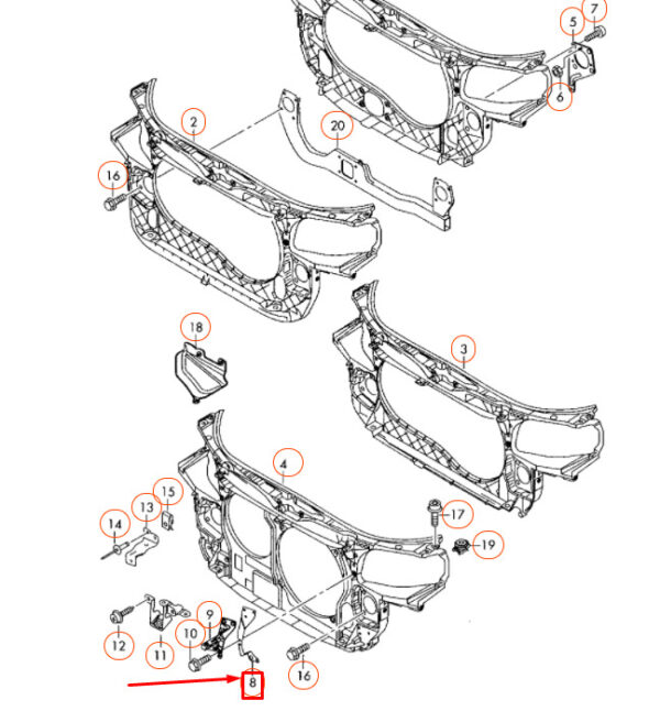 AUDI A4 B7 Front Bumper Cover Lock Carrier Left Support 8E0805537A NEW ORIGINAL - Image 4