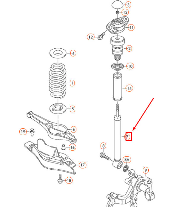 NEW AUDI TT 8J REAR GAS SHOCK ABSORBER 8J0513029P ORIGINAL - Image 4