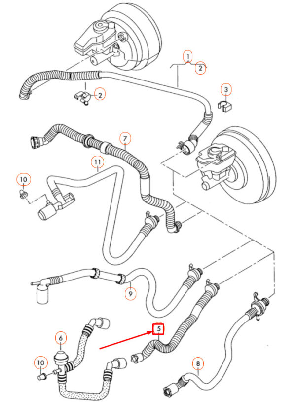NEW AUDI TT 8J BRAKE SERVO VACUUM PIPE 8J0611931F ORIGINAL - Image 4