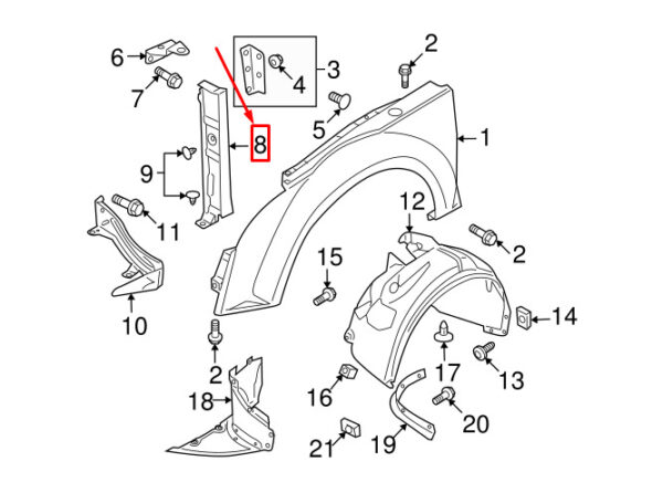 AUDI TT Roadster 8J Fender End Plate Rear Left 8J0821111A NEW ORIGINAL - Image 4