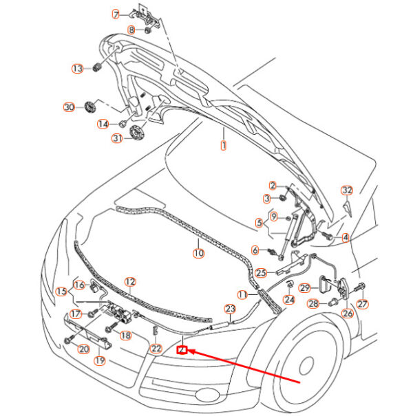 NEW AUDI TT 8J FRONT HOOD COVER LATCH CABLE LHD 8J1823531C - Image 4