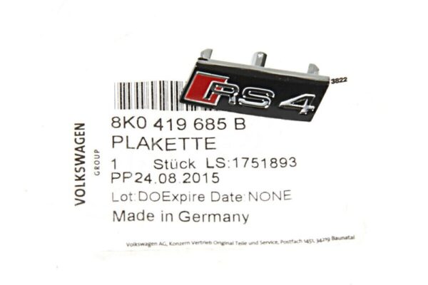 Audi RS4/Avant Quattro GT TSI Badge Original 8K0419685B - Image 3