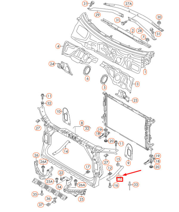 Audi A4 B8 Front Radiator Core Mount Left Clip 8K0805527B NEW REAL - Image 4