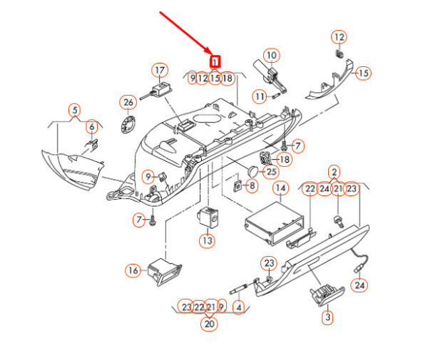 Audi A4 B8 Glove Tray LHD 8K1857104B6PS NEW REAL - Image 4