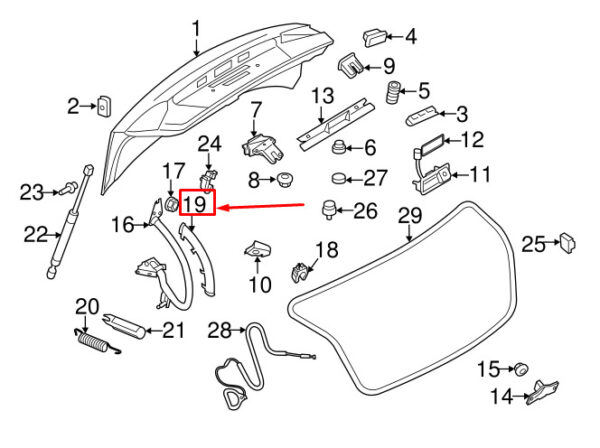 AUDI A4 B8 REAR RIGHT TRUNK HINGE GUIDE 8K5971822AB01C NEW ORIGINAL