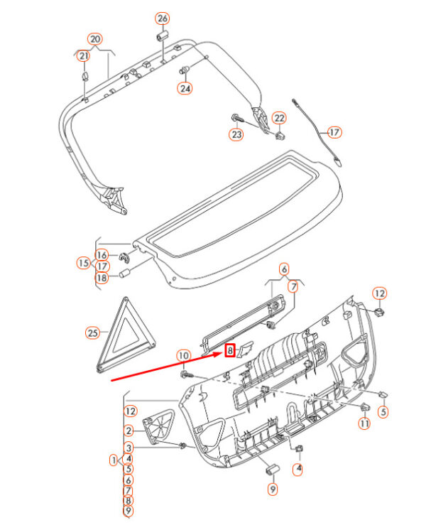 NEW AUDI A3 8V REAR LID LOWER CENTRE EMERGENCY RELEASE TRIM 8K98677474PK 09-17 - Image 3
