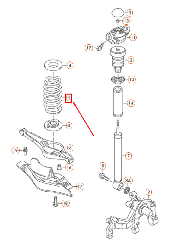 NEW AUDI A3 8P REAR AXLE COIL SPRING 8P0511115AA ORIGINAL - Image 4