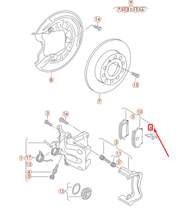 NEW AUDI A3 QUATTRO REAR WINDOW BRAKE LINING INTERMEDIATE PLATE 8P0615231A ORIGINAL - Image 3