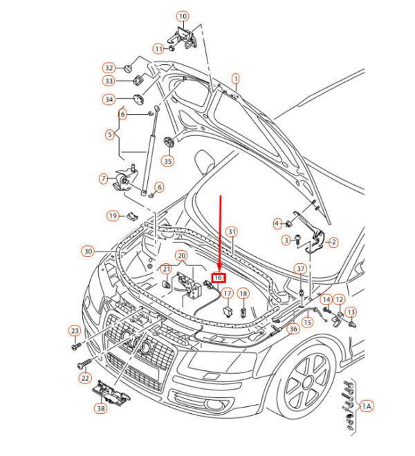 NEW AUDI A3 8P ENGINE HOOD LID LOCK CABLE LHD 8P1823531G ORIGINAL - Image 4