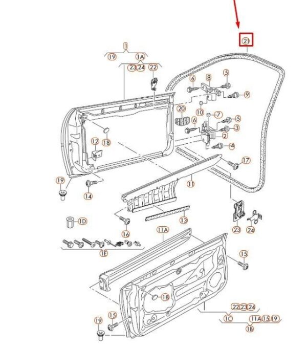 Audi A3 8P 5-Door Rubber Gasket Internal Front Door Trim Mar Silver - Image 4