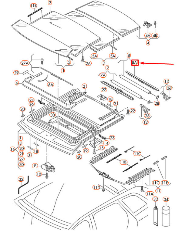 Audi A3 8P rear sunscreen 8P4877307C78W new - Image 3