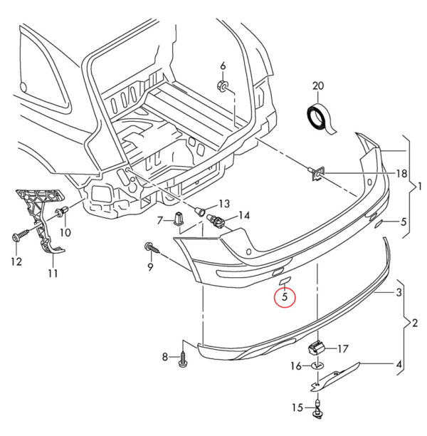 Audi Q5 2009-2015 rear bumper towing hook eye cover primed left - Image 5