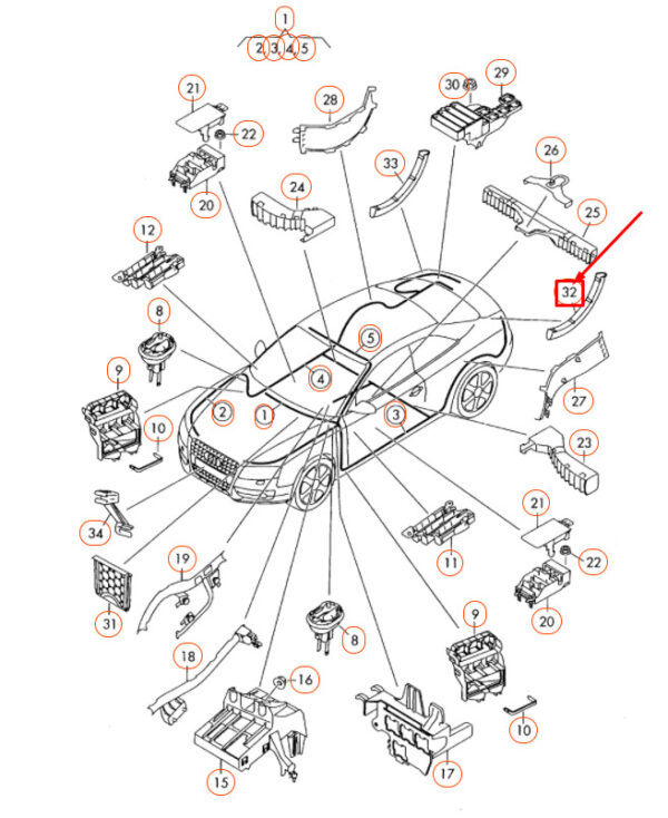 Audi A5 8T guide piece for hinge left lid rear 8T8971821A01C NEW - Image 4