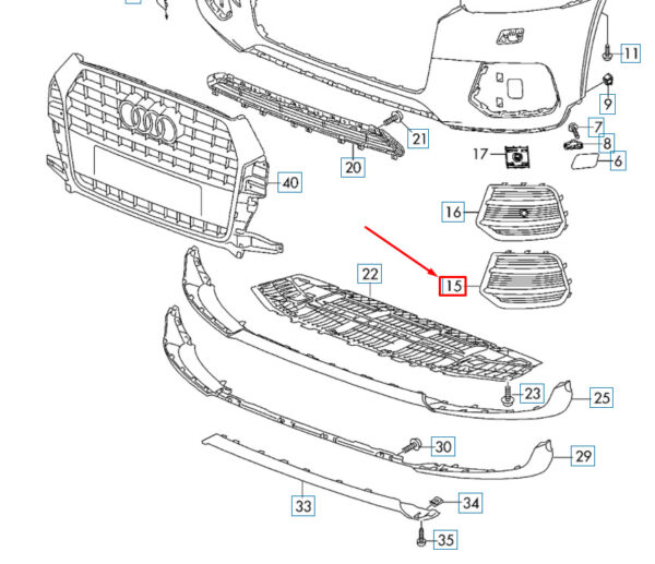 AUDI Q3 8U Front Bumper Left Air Guide Grille 8U0807681P4U8 NEW ORIGINAL - Image 4