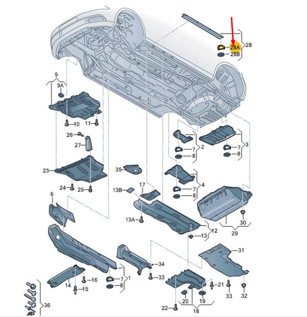 Audi A3 8V underfloor cladding clip 8U0853831B, original part - Image 3