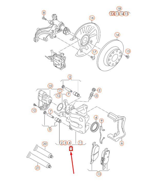 Audi A3 8V rear right caliper housing 8V0615424E NEW REAL - Image 5
