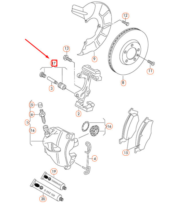 NEW AUDI A1 8X FRONT CALIPER CARRIER GUIDE SOCKET SET 8V0698647 85-19 - Image 3