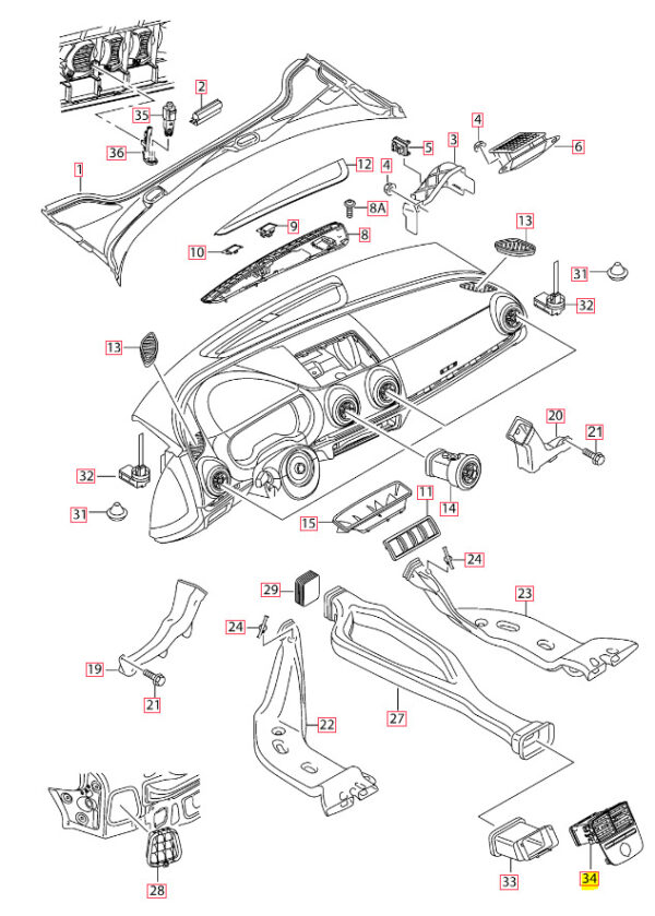 New ORIGINAL AUDI A3/S3/RS3 Rear Center Console Center Vent 8V0819203A6PS OEM - Image 5