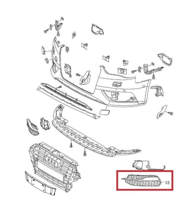 Audi A3 8V Front Bumper Lower Side Right Grille O/S Genuine 8V380768 - Image 4