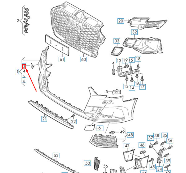 NEW AUDI RS3 SPORTBACK 8V FRONT BUMPER TOW HOOK COVER CAP 8V5807241DGRU ORIGINAL - Image 3