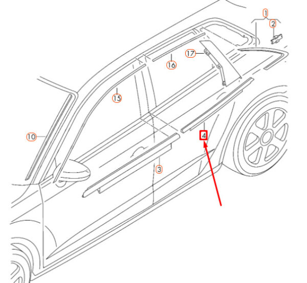 Audi A3 8V window gasket strip front right 8V5853763AT94 NEW - Image 4