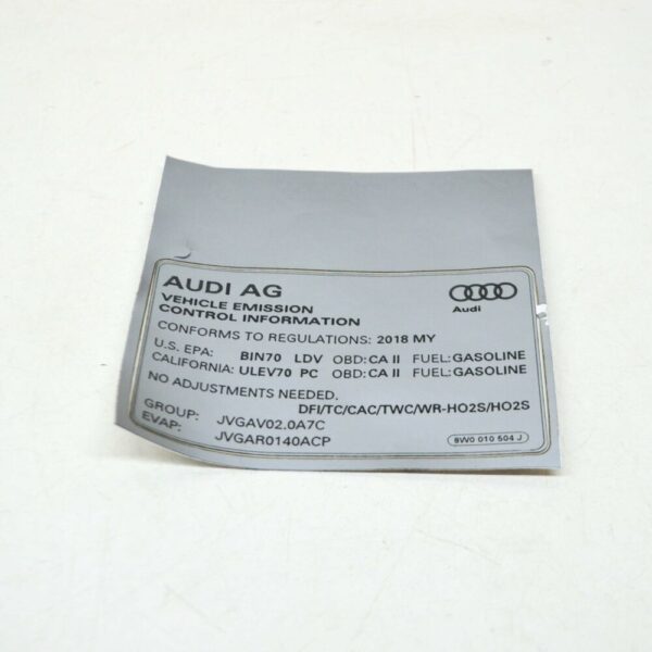 NEW A4 AVANT B9 MISSION CONTROL INFORMATION LABEL 8W0010504J ORIGINAL - Image 3