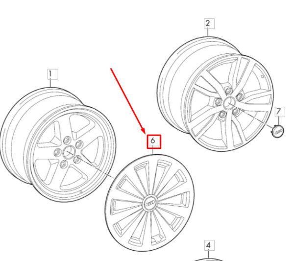 Audi A4 B9 wheel hub cover 1pc 8W0601147 NEW ORIGINAL - Image 3