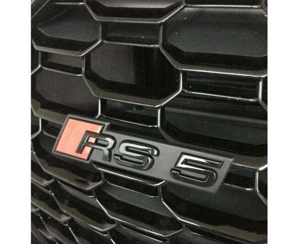 Audi RS5 'RS5' Original Glossy Black Front Radiator Grid Badge 8W6853736