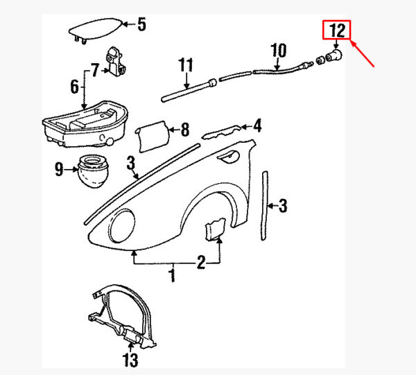Porsche 911 993 Fuel Flap Unlock Cable Button 90155282200 NEW Original