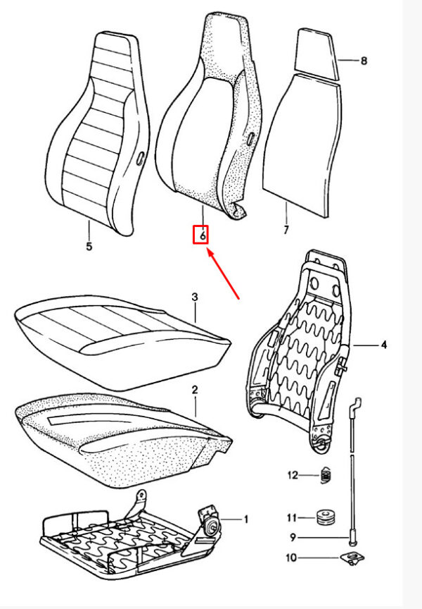 Porsche 928 front seat cushion foam 91152139302 NEW ORIGINAL