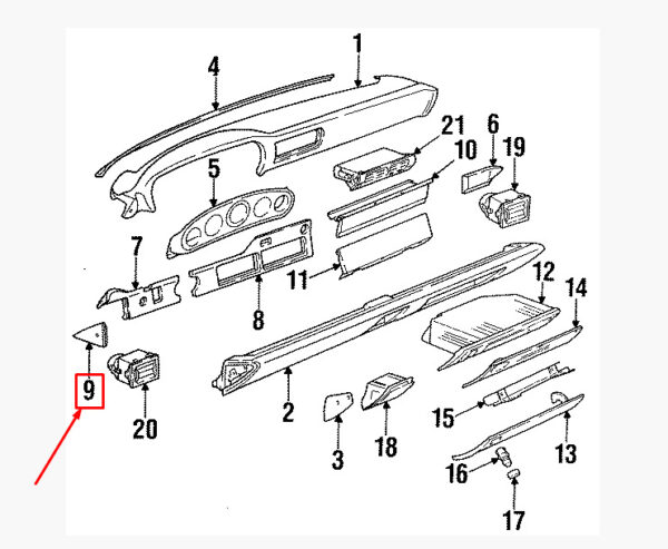 Porsche 911 993 Carrera end cap for dashboard top left 9115525910001C - Image 3