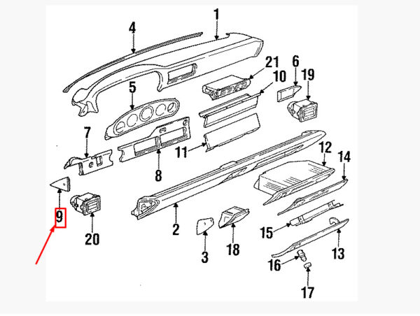 Porsche Carrera 911 964 Right Upper Dashboard End Cap 9115525920001C NEW GENUINE - Image 3