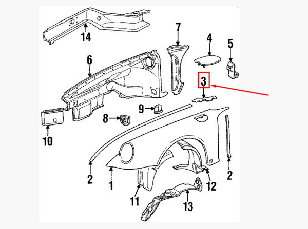 Porsche 911 964 rubber seal for front fenders