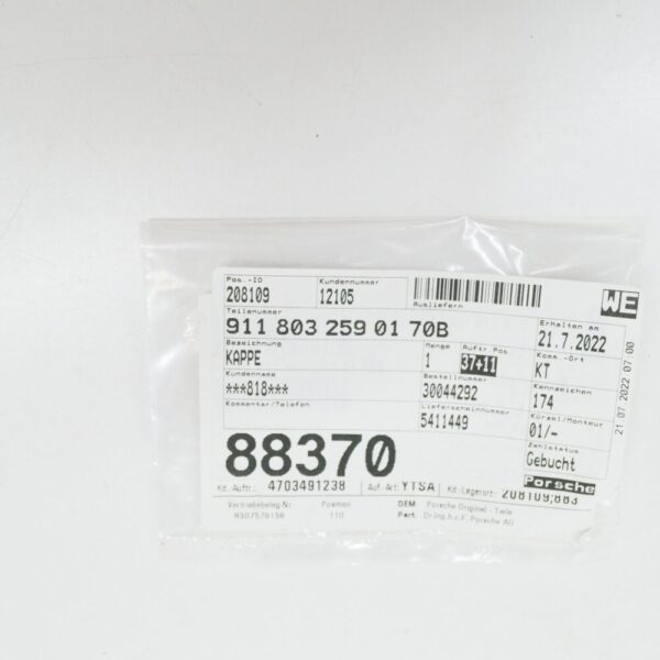 Porsche Carrera 911 993 Rear Seat Belt Bolt Cap 9118032590170B New Genuine - Image 5