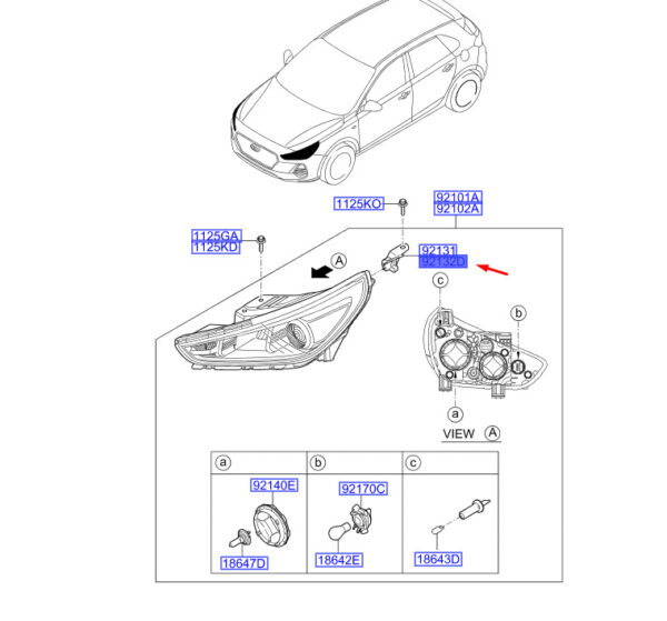 92141G4000 HYUNDAI i30 MK3 Right Headlight Bracket 92141G4000 NEW GENUINE
